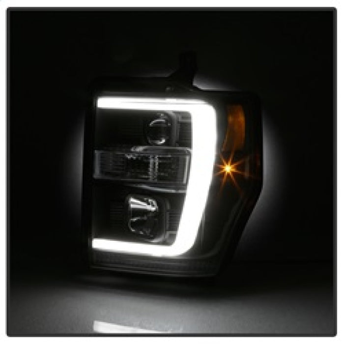 Phares de projecteur Spyder 08-10 Ford F-250 V2 - Barre lumineuse DRL LED - Noir PRO-YD-FS08V2-LB-BK