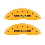 MGP 4 Caliper Covers Engraved Front Escalade Engraved Rear ESV Yellow finish black ch