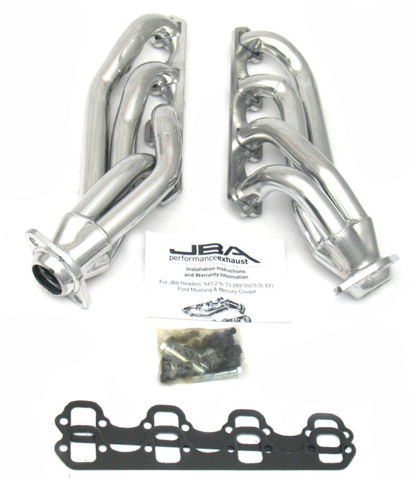 JBA 65-73 Ford Mustang 260-302 SBF 1-5/8 po primaire Silver Ctd Mid Length Header