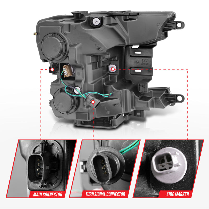 Phare de projecteur ANZO 2018-2020 Ford F-150 avec boîtier chromé de style planche