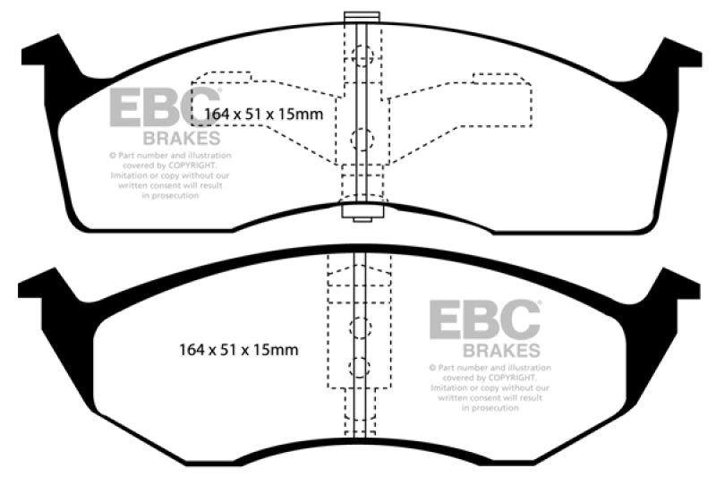 Plaquettes de frein avant Greenstuff EBC 96-00 Chrysler Town &amp; Country 3.3 (roues de 15 pouces)
