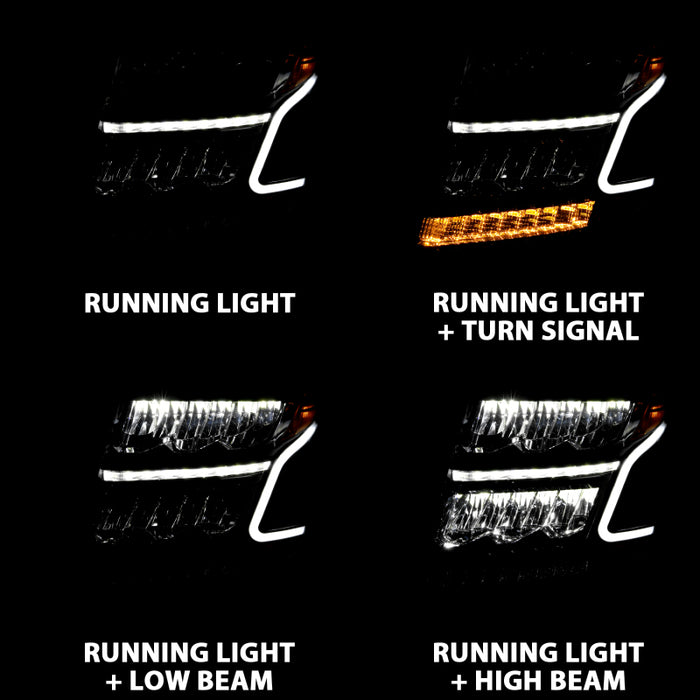 Phares à barre lumineuse LED ANZO 15-20 Chevy Tahoe/Suburban, noir avec séquentiel avec DRL avec ambre