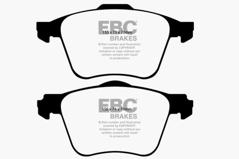 Plaquettes de frein avant EBC Greenstuff pour Volvo XC90 2.9 Twin Turbo 03-09