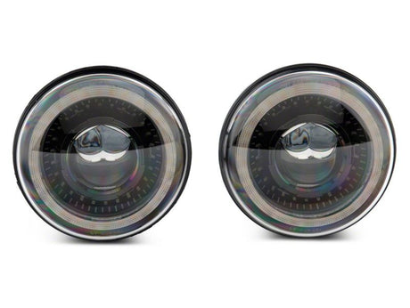 Phares à DEL Raxiom 07-18 Jeep Wrangler JK Axial Series 7 pouces Dragon Eye - Boîtier noir (lentille transparente)