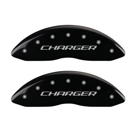 Couvre-étriers MGP 4 gravés avant chargeur arrière RT finition noire Silver Char 2016 Dodge Challenger