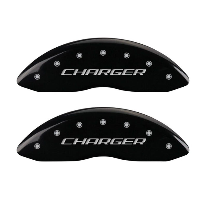 Couvre-étriers MGP 4 gravés avant chargeur arrière RT finition noire Silver Char 2016 Dodge Challenger