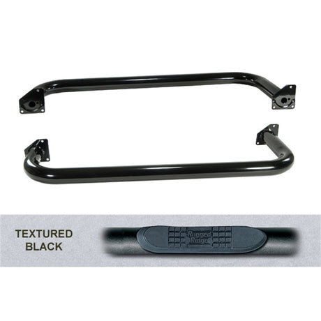 Marchepied latéral rond Rugged Ridge de 3 po, noir, pour Jeep Wrangler YJ 87-95