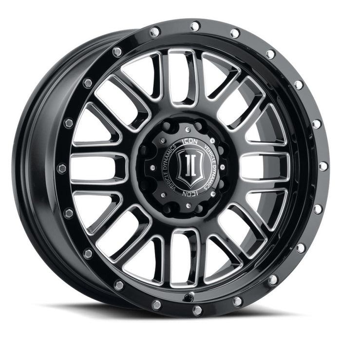 ICON Alpha 20x9 8x180 12mm Offset 5.5in BS Gloss Black Milled Spokes Wheel