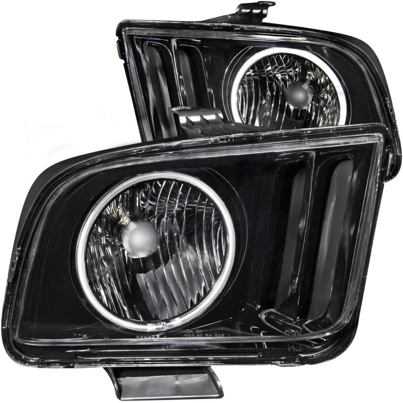 Phares en cristal ANZO 2005-2009 Ford Mustang avec halo noir (CCFL)