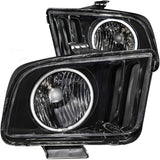 Phares en cristal ANZO 2005-2009 Ford Mustang avec halo noir (CCFL)