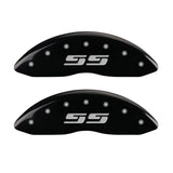 MGP Front set 2 Caliper Covers Engraved Front Silverado style/SS Black finish silver ch