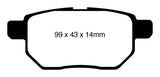 Plaquettes de frein arrière EBC 09-10 Pontiac Vibe 1.8 Yellowstuff