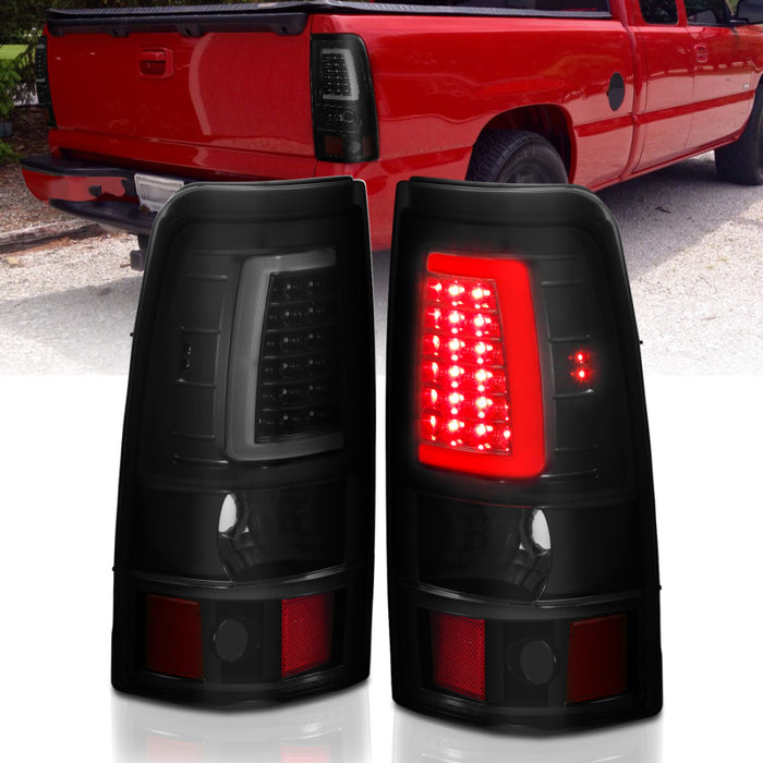 Feux arrière à LED ANZO 2003-2006 Chevy Silverado 1500 style planche noir avec lentille fumée