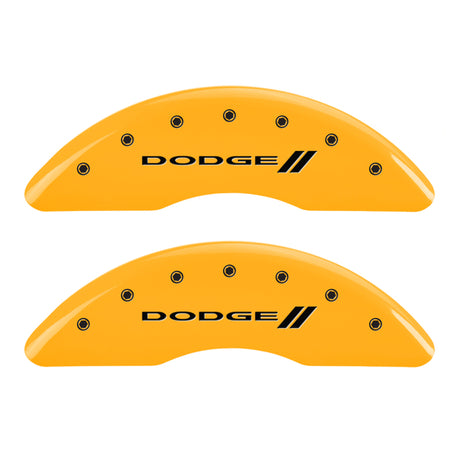 MGP 4 Caliper Covers Engraved F & R Stripes/Dodge Yellow Finish Black Char 2010 Dodge Ram 3500