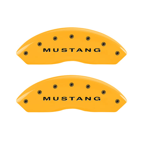 Couvre-étriers MGP 4 gravés avant Mustang arrière barre et finition jaune poney Blk Char 2006 Ford Mustang