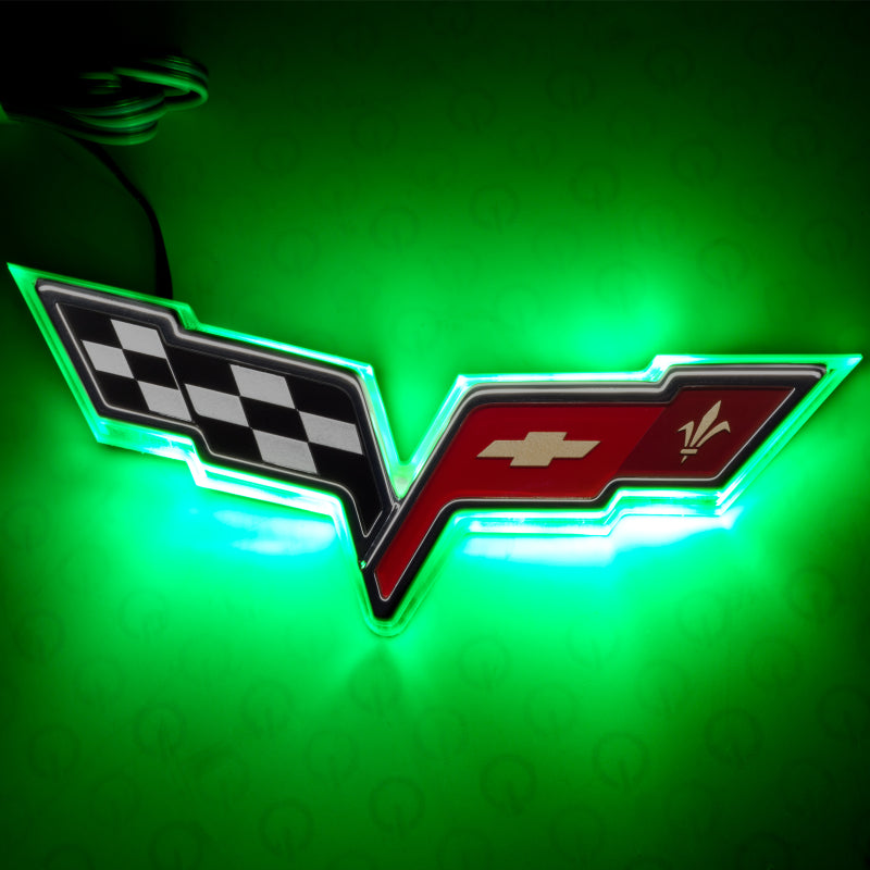 Oracle Chevrolet Corvette C6 Illuminated Emblem - Dual Intensity - Green SEE WARRANTY