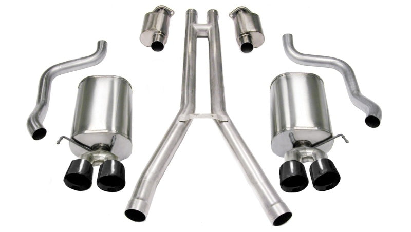 Corsa 04-08 Cadillac XLR 4,6 L 25 po Cat-Back double arrière avec deux embouts Pro-Series noirs de 35 po