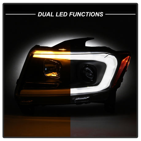 Jeep Grand Cherokee Spyder 11-13 - Phares de projet Light Bar - Modèle Halo - Noir - PRO-YD-JGC11-LB-BK