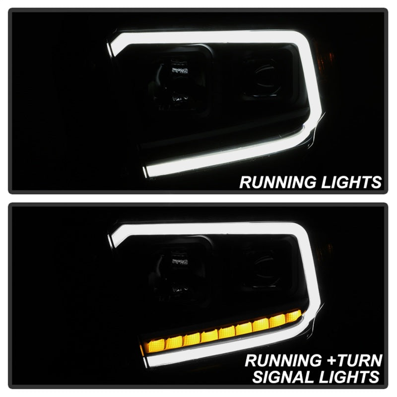 xTune 14-17 Toyota Tundra DRL LED Light Bar Proj Headlights - Black Smoke (PRO-JH-TTU14-LB-BSM)