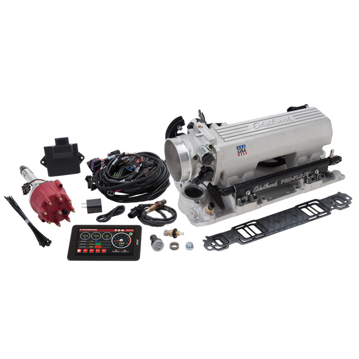 Système Edelbrock Pro Flo 4 XT EFI Seq Port SBC 1986 et antérieur 550 CV max. 29 lb/h Finition satinée