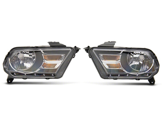 Raxiom 10-12 Ford Mustang Axial Series OEM Style Rep Headlights- Chrome Housing (Clear Lens)