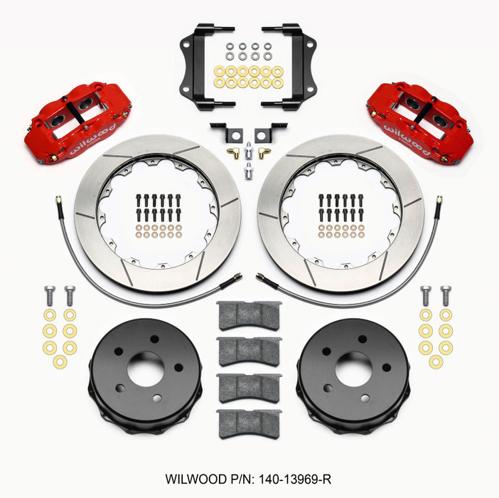 Kit arrière Wilwood Narrow Superlite 4R 12,88 pouces rouge Jeep JK 2007 et plus avec lignes