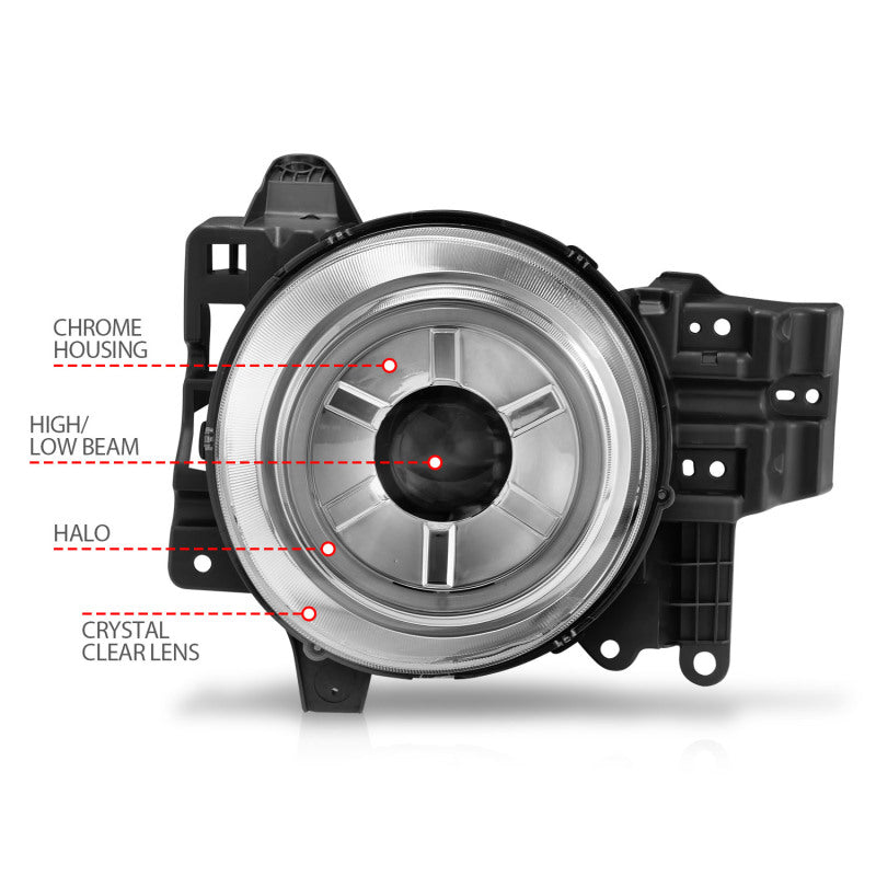 Phares de projecteur ANZO 2007-2013 Toyota Fj Cruiser avec halo chromé