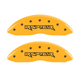MGP 4 Caliper Covers Engraved Front & Rear Raptor Yellow Finish Black Char 2011 Ford F-150