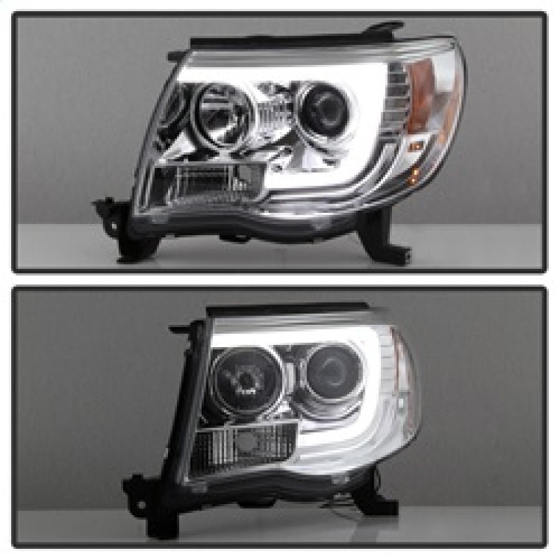 Phares de projecteur Spyder Toyota Tacoma 05-11 - Barre lumineuse DRL - Chrome PRO-YD-TT05V2-LB-C