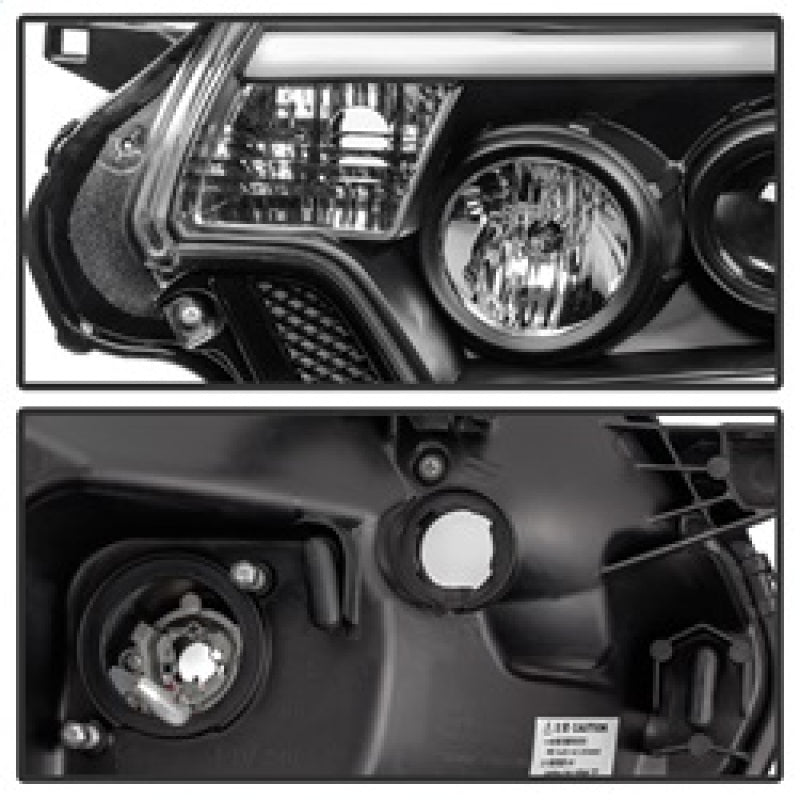 Phares de projecteur Spyder Toyota Tacoma 12-15 Barre lumineuse DRL Noir PRO-YD-TT12-LBDRL-BK