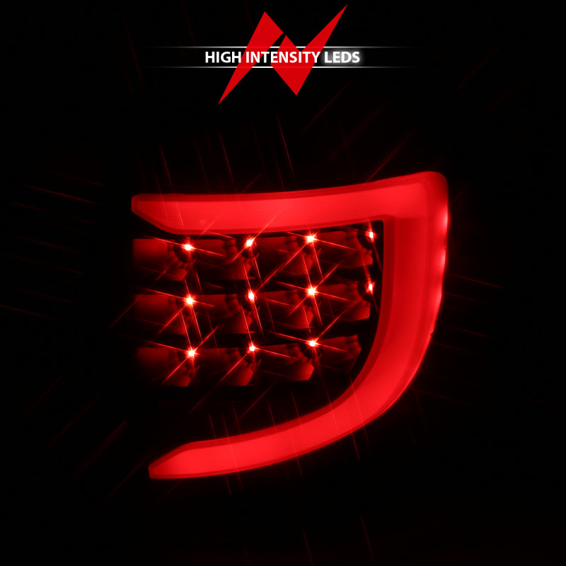 ANZO 2004-2007 Dodge Grand Caravan Feux arrière à LED avec barre lumineuse Boîtier noir Lentille fumée