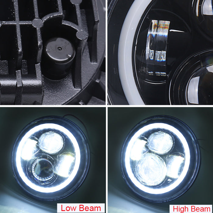 Phares à LED axiaux Raxiom 97-18 Jeep Wrangler TJ/JK 7 pouces avec halo RVB - Blk Hsng (lentille transparente)