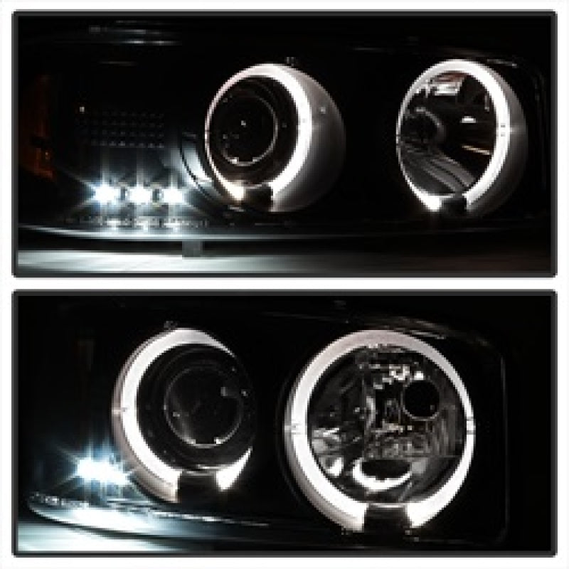Phares de projecteur Spyder GMC Sierra 1500/2500 99-06 LED Halo LED Blk Smke PRO-YD-CDE00-HL-BSM