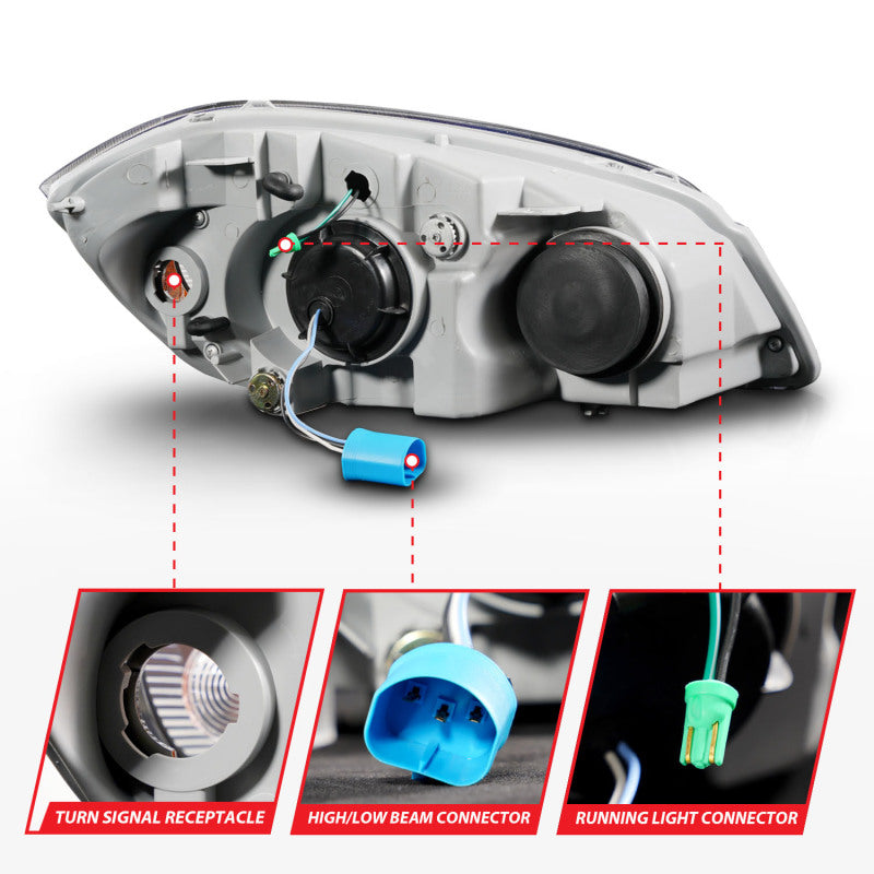 Phares de projecteur à LED ANZO 05-10 Chevrolet Cobalt / 07-10 Pontiac G5 avec boîtier noir Seq