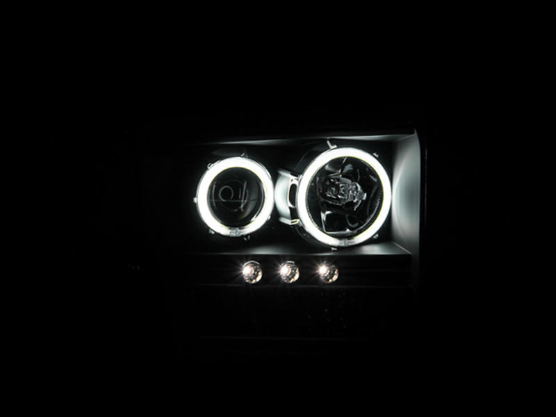 Phares de projecteur ANZO 2005-2007 Ford Excursion avec halo noir avec bande LED (CCFL) 1 pièce