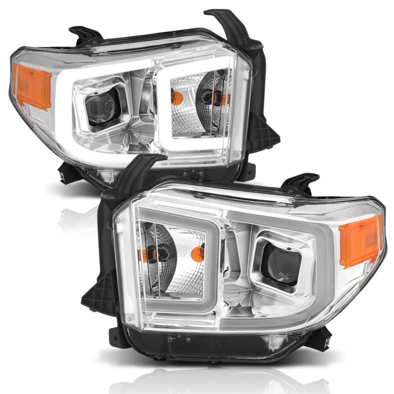 Phares de projecteur de style planche ANZO 14-17 Toyota Tundra Chrome avec ambre
