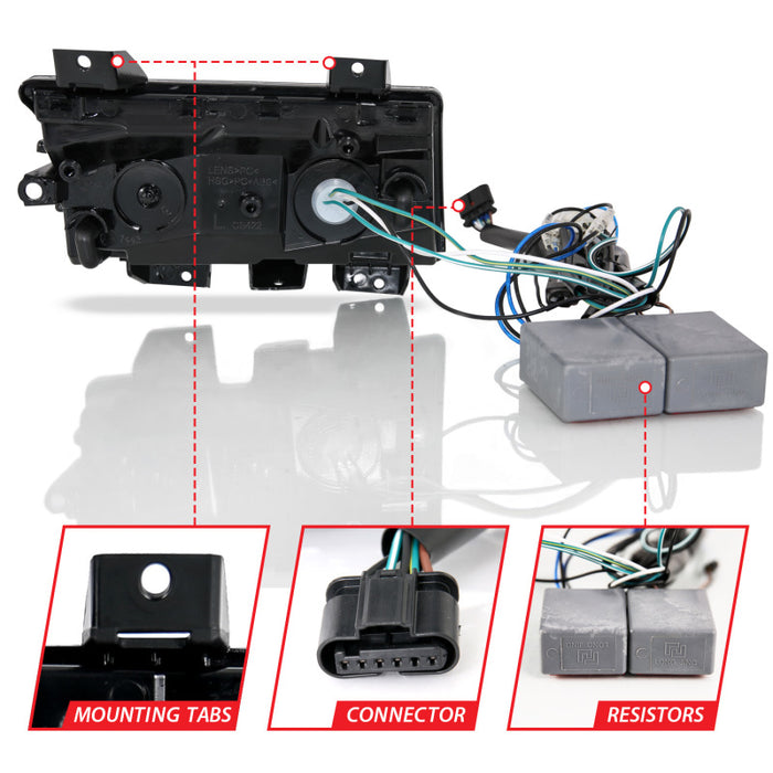 ANZO 18-19 Jeep Wrangler JL Halogène Chrome Clair avec Signal Séquentiel