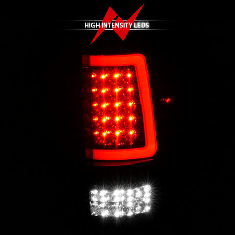 Feux arrière à LED ANZO 2004-2006 Ford F-150 avec barre lumineuse, boîtier noir, lentille transparente