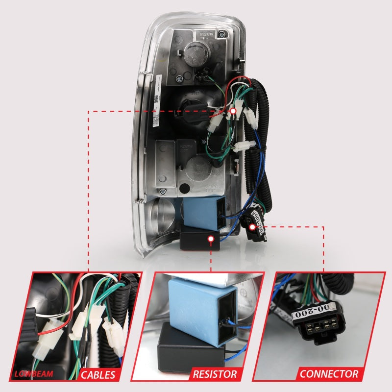 Feux arrière à LED ANZO 2000-2006 Chevrolet Tahoe Noir/Transparent