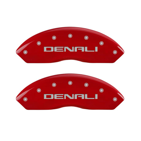 Couvre-étriers MGP 4 gravés avant et arrière, finition rouge Denali, argent Char 2019 GMC Arcadia