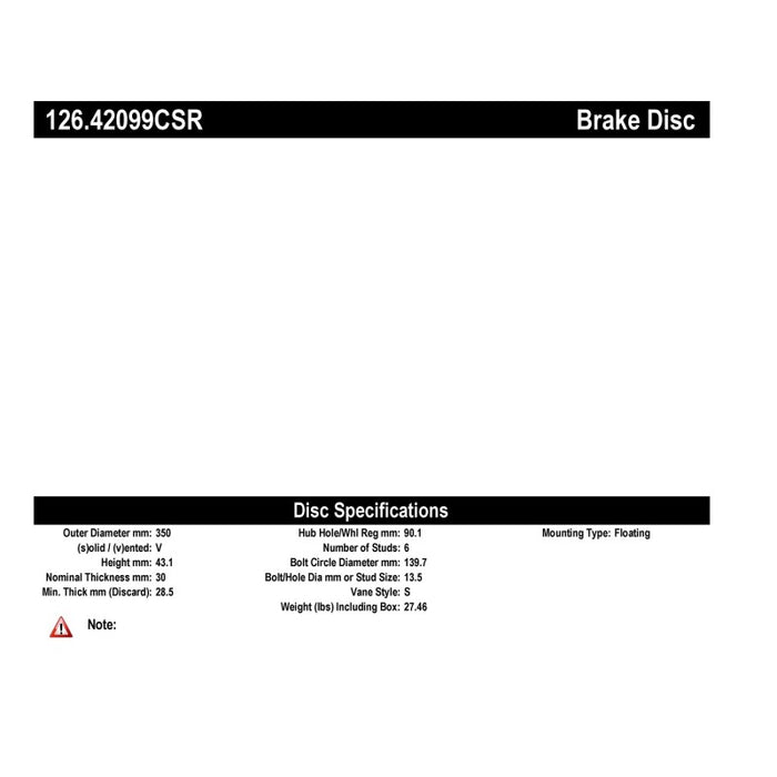 Rotor cryogénique fendu avant droit StopTech Power Slot 08-09 Infiniti QX4/QX56 / 07-09 Nissan Armada