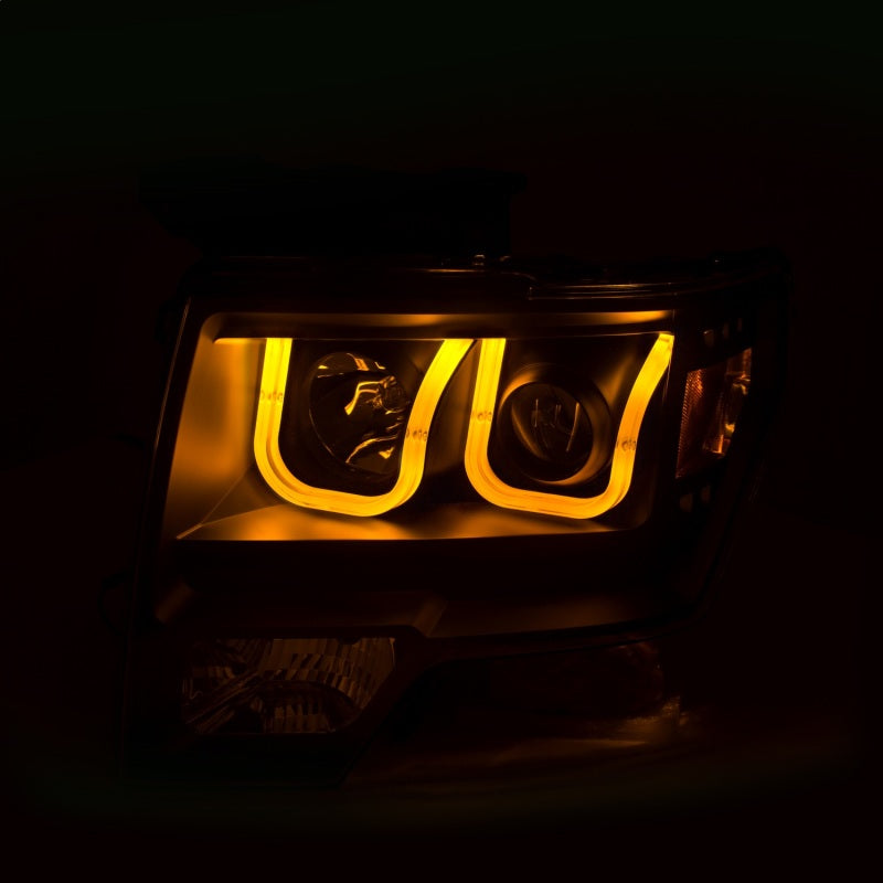 Phares de projecteur ANZO 2009-2014 Ford F-150 avec interrupteur en U noir et ambre