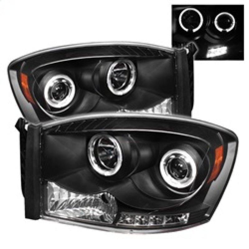 Phares de projecteur Spyder Dodge Ram 1500 06-08/Ram 2500 06-09 LED Halo LED Blk PRO-YD-DR06-HL-BK