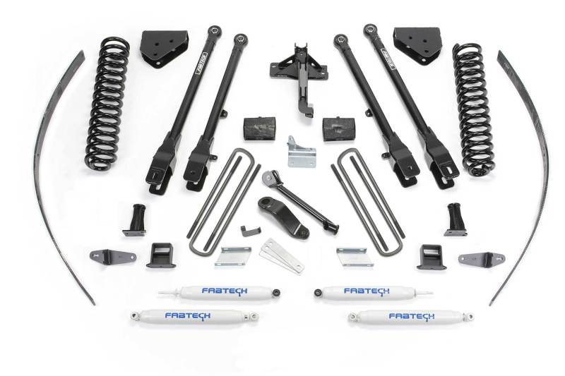 Fabtech 08-16 Ford F250 4WD sans surcharge d'usine 8 pouces 4Link Sys avec bobines et amortisseurs de performance