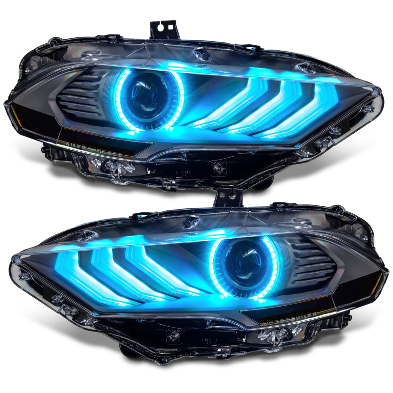 Oracle Lighting 18-23 Ford Mustang Dynamic ColorSHIFT LED Headlights - Black Series SEE WARRANTY