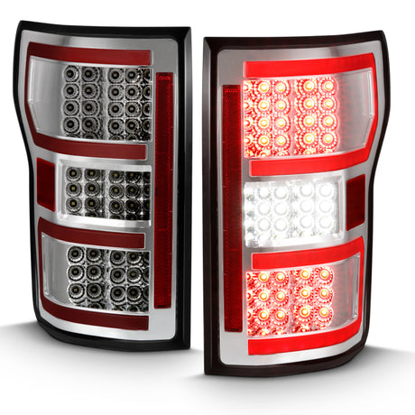 Feu arrière à LED ANZO 2018-2019 Ford F-150 Chrome (barre lumineuse rouge) (avec séquentiel)