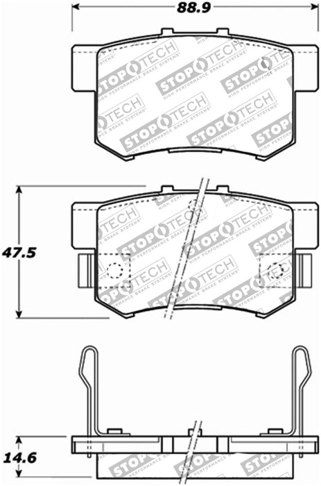 Plaquettes de frein arrière StopTech Performance pour Honda S2000 00-09 / Accord 92-07 / Acura TSX 04-10 / RSX 02-06