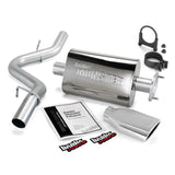 Système d'échappement Monster Banks Power 00-03 Jeep 2.5/4.0L/Wrangler (catalyseur à 2 boulons) - Échappement simple SS avec embout chromé