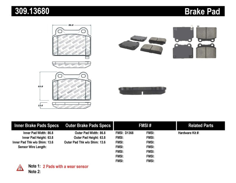 Plaquettes de frein arrière StopTech Performance 08+ Mitsubishi Evolution X