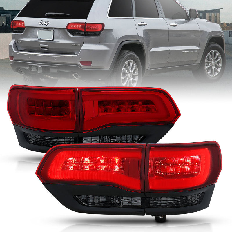 ANZO 2014-2016 Jeep Grand Cherokee LED Taillights Red/Smoke